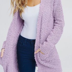 Lavender Colored Popcorn Cardigan